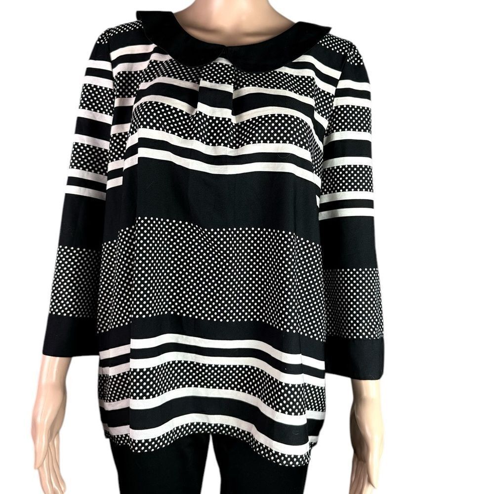 ModCloth Black & White Striped & Polka Dot Blouse